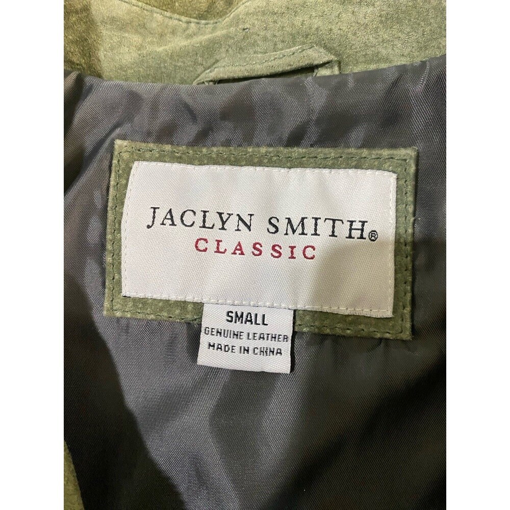 VTG Y2K 90 Jaclyn Smith Green Suede Jacket S Genuine Leather Zip Harrington Coat - Picture 6 of 9
